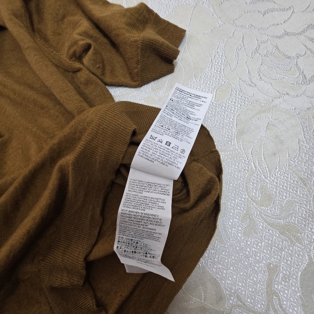 Saint Laurent $1200 Womens Cropped Polo Brown Cashmere Wool Collared SS Sz S - Picture 9 of 13